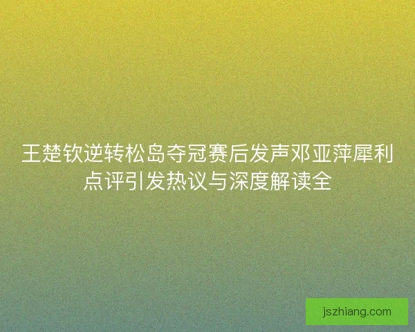 王楚钦逆转松岛夺冠赛后发声邓亚萍犀利点评引发热议与深度解读全 王楚钦逆转松岛夺冠赛后发声邓亚萍犀利点评引发热议与深度解读全
