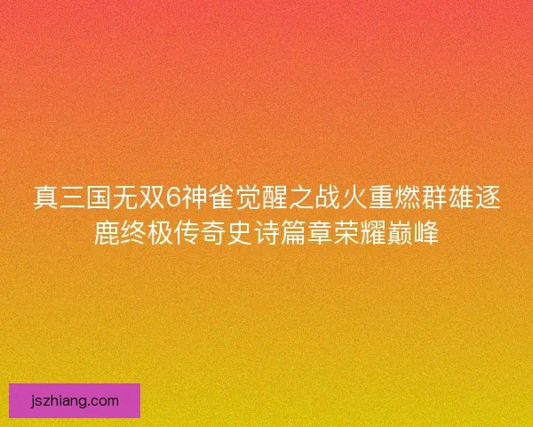 真三国无双6神雀觉醒之战火重燃群雄逐鹿终极传奇史诗篇章荣耀巅峰